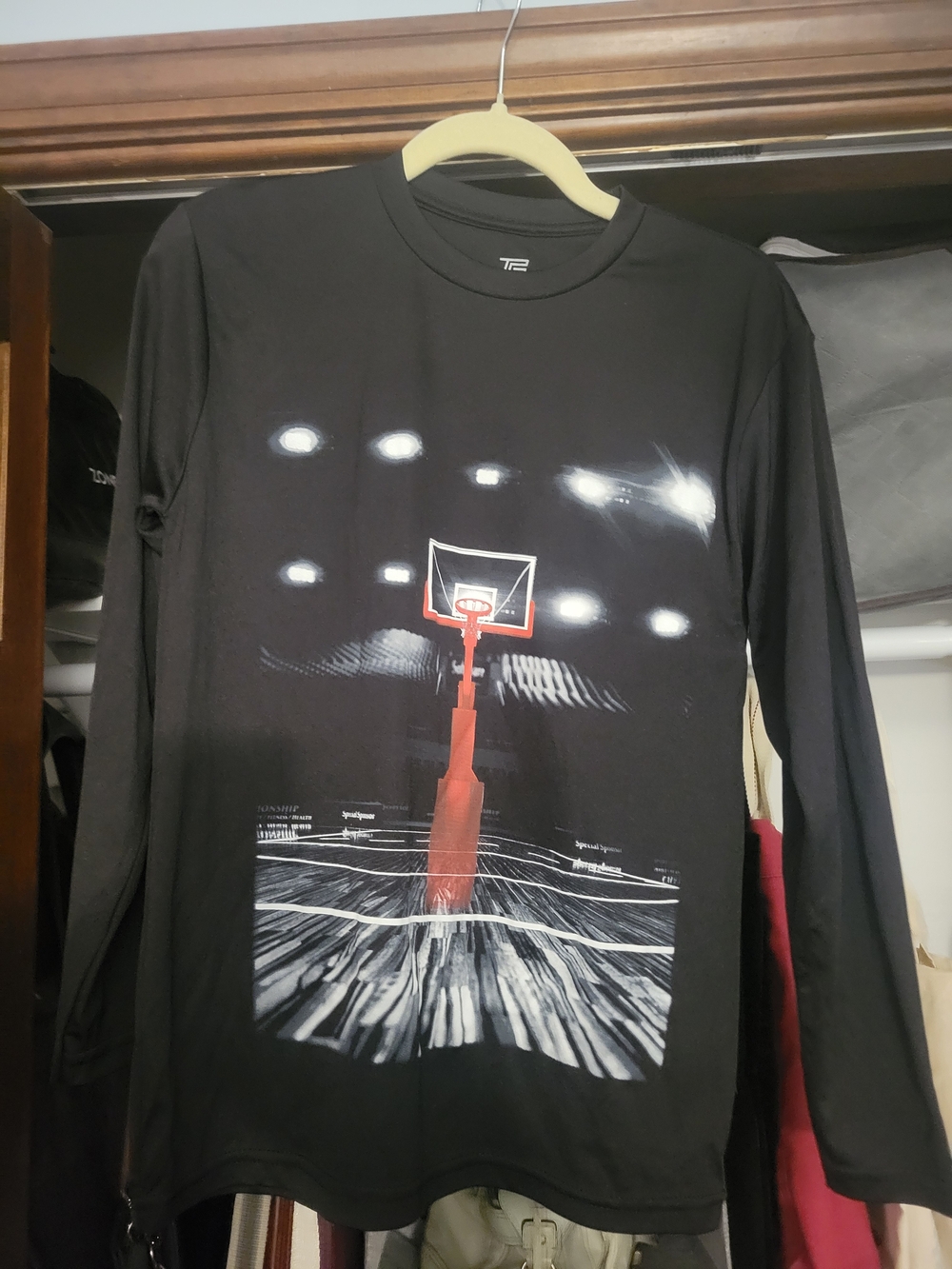 tek gear Black Long-Sleeve Tee with Red Basketball Hoop Print